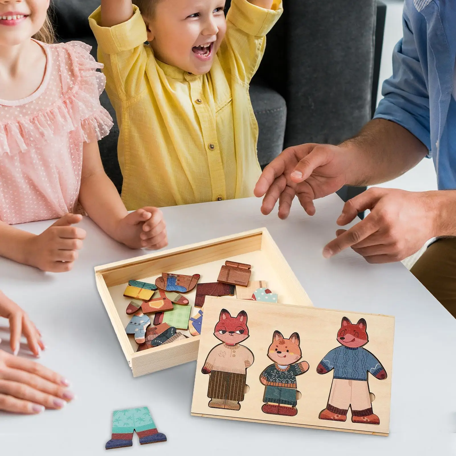 Design animale Cambia vestiti Educazione precoce dei bambini Puzzle in legno Gioco di vestizione Puzzle per bambini Giocattoli per bambini Regalo