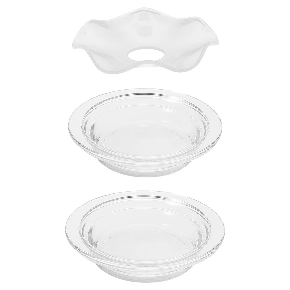 

3Pcs Transparent Wavy Glass Aromatherapy Dish Essential Oil Warmer Plate Wax Melt Burner Replacement Tray for