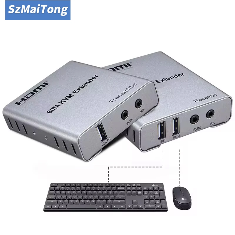 

USB HDMI KVM extender splitter over Ethernet 1080P Extender HDMI USB KVM Extender splitter HDMI Loop for Mouse Keyboard PC