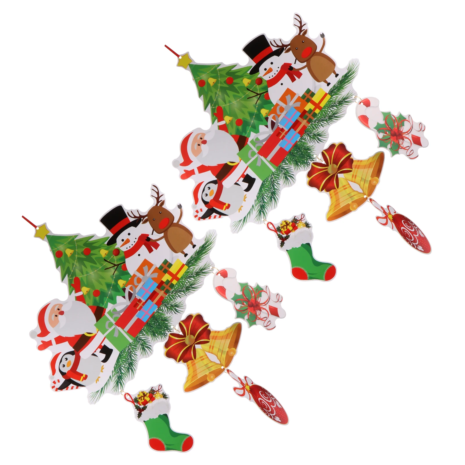 

2pcs Christmas Santa Claus Snowman Bell Hanging Pendants Festive Decorations Home Wall Door Ornaments Unique Cute Gift