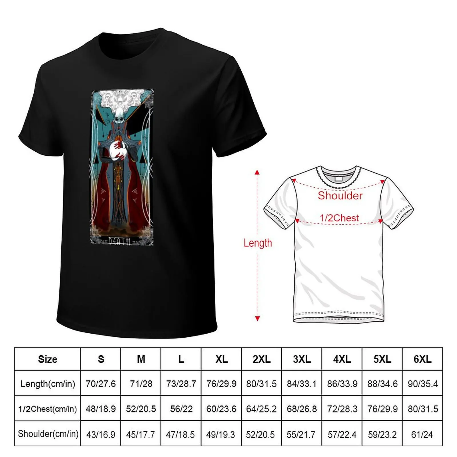 Death Destiny Tarot With Border T-Shirt Holiday Casual Short Sleeve Top