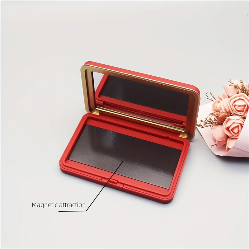 Matt Rot Magnetische Saug Box Pigment Verpackung Box Tragbare Outdoor Malerei Palette DIY Lidschatten Erröten Nagellack Leere Box – Detail 8