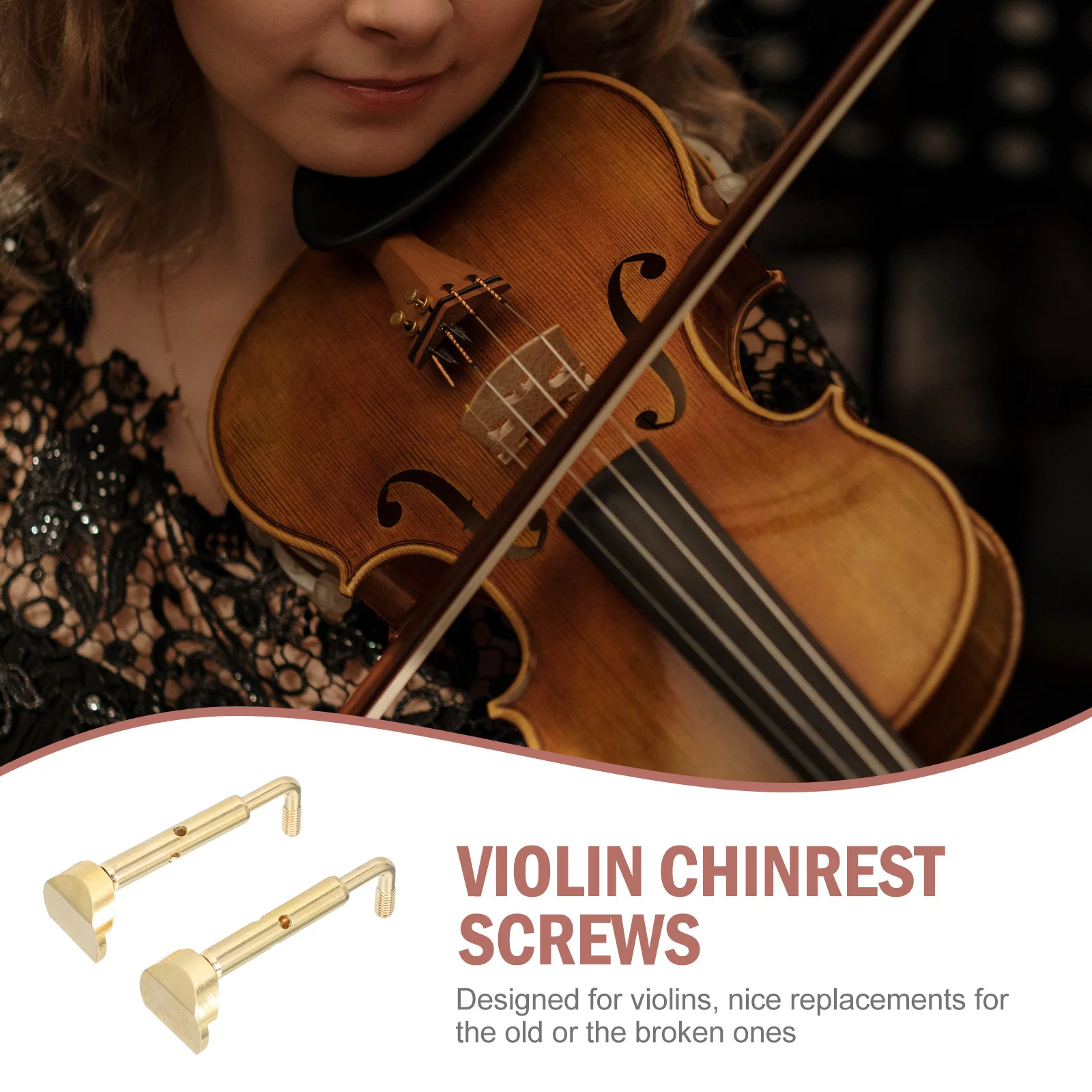 

2Pcs Violin Chinrest Screws Metal Smooth Polished Rustproof Replacement Violin Clamp Instrument Parts Chin Rest Screws