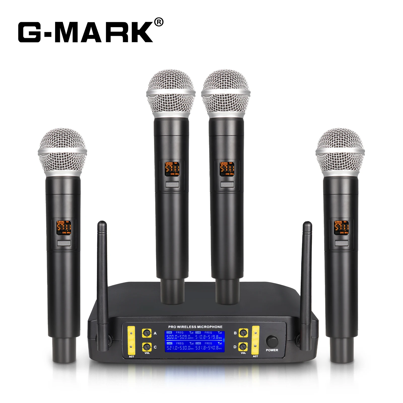 

4 Channels Wireless Microphone G-MARK GLC640 Professional Karaoke Mic Adjustable Frequency For Home Party Speaker Show Stage