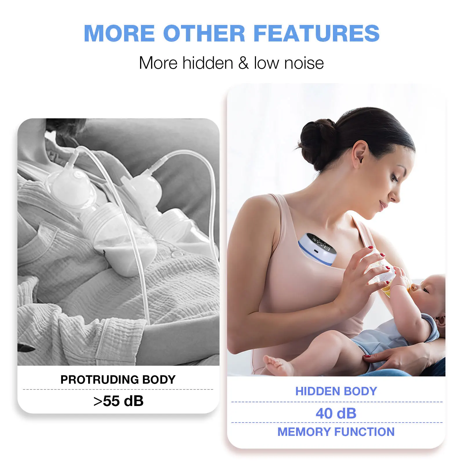 1 مضخة كهربائية وردية أوتوماتيكية صامتة يمكن ارتداؤها محمولة بدون تسرب سهلة الغسيل للطفل