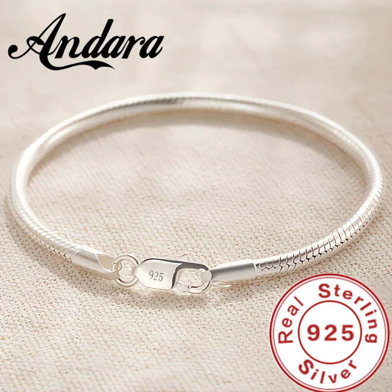 

Hot Selling Genuine 100% 925 Sterling Silver 3/4mm Snake Chain Bracelet and Bracelet Women Luxury Bracelet Jewelry 20cm