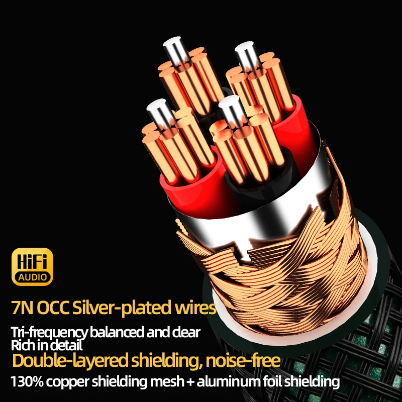 1 Pair HiFi Stereo ATAUDIO  RCA Cable Stereo OCC Hi-Fi Audio Cable 2RCA to 2RCA Interconnect Cable