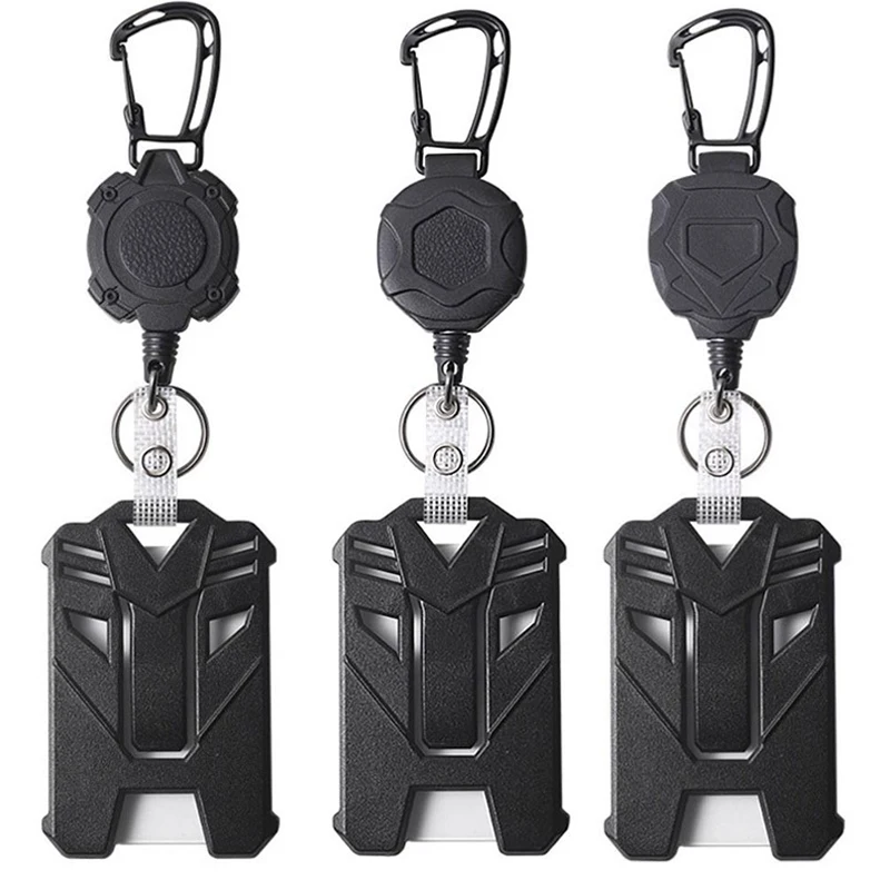 شارة بكرة كليب غطاء بطاقة الائتمان غطاء بطاقة الحافلة حالة قابل للسحب شارة حامل شارة كليب الثقيلة ID حامل-3 نمط #1