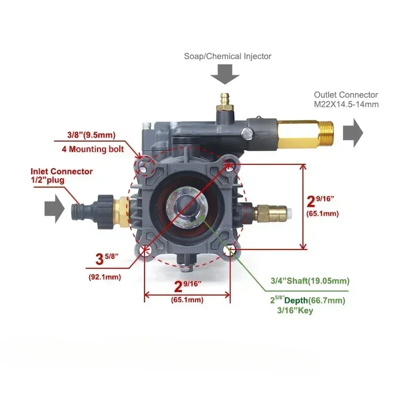 P180 Copper Swash Plate Pump Cleaning Machine Accessories Gasoline Engine Flushing Pump Head