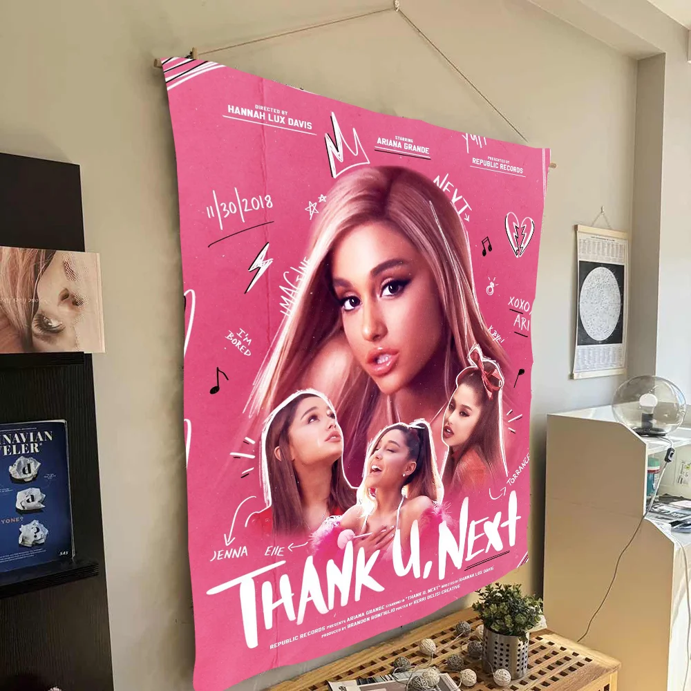 

A-Ariana G-Grande Singer Happy Birthday Backdrop Background Vinyl Women Birthday Party Cake Table Decorations Photoshoot Banner