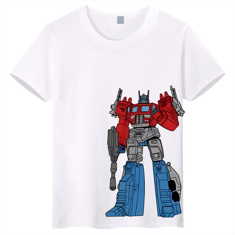 

Transformers Optimus Prime Printed Children's T-shirt Pure Cotton Round Neck Baby Short-sleeved Casual Parent-child Top