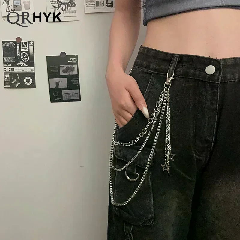 Star Tassel Metal Waist Chain Pants Chain Clothing Pendant Pants Jeans Belt Keychains Chain Jewelry view 2