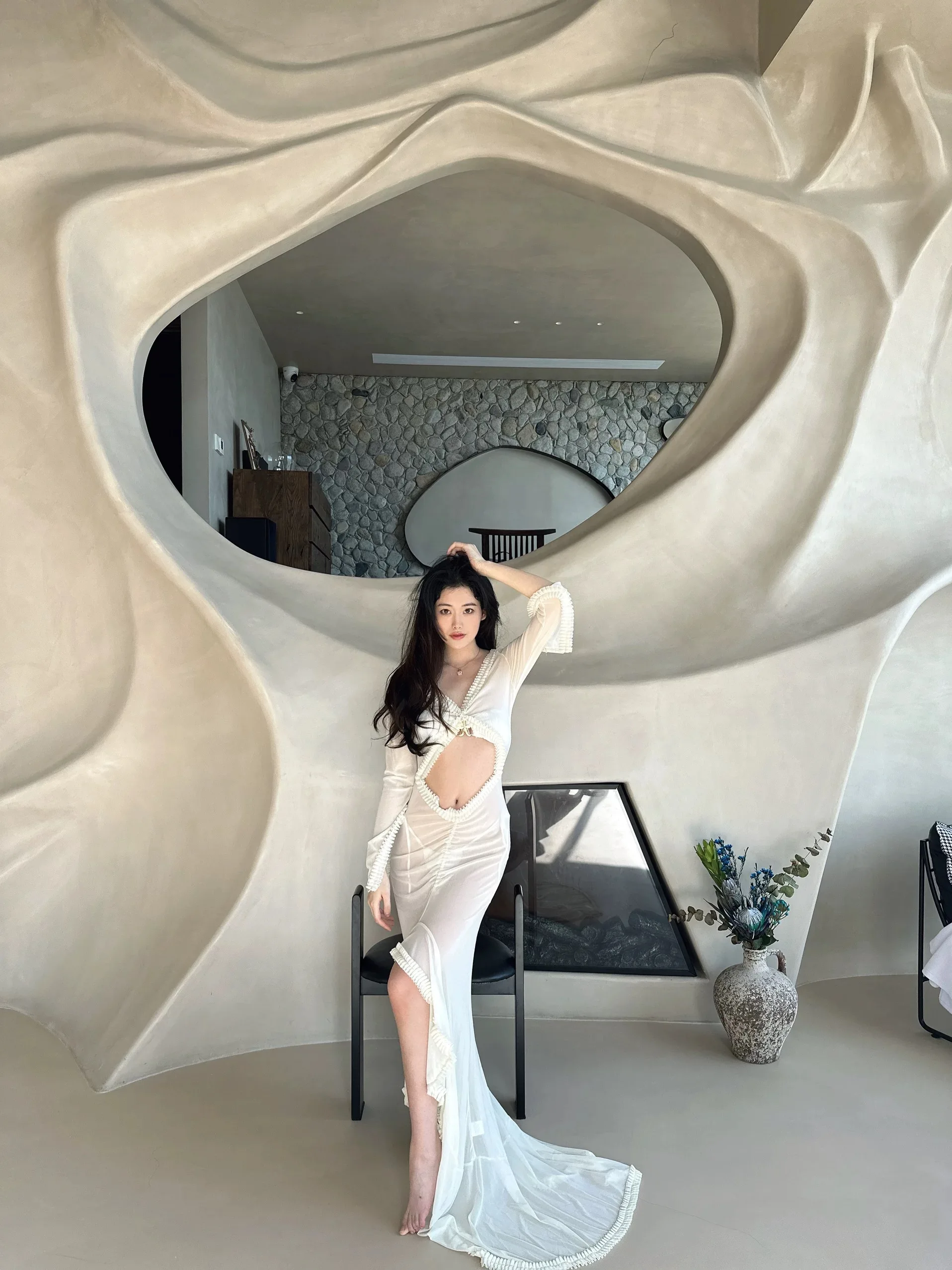 Lady Night Club Sheer Dunne Lange Jurk Sexy Allure Datum Wijn Feestjurken Vrouwen Trendy Mode Diner Banketten Sexi Vestidos