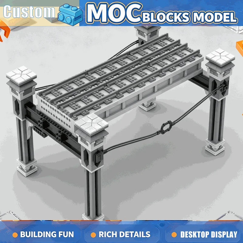 1017PCS MOC Elevated Subway Railway Track Building Blocks Transit Station Platform Architecture Model DIY Assembly Display Gift