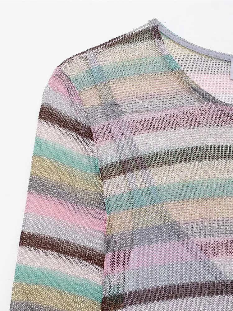 2025 chique elegante moda manga comprida em torno do pescoço listra luz e fino vestido longo feminino verão vestidos de festa à noite