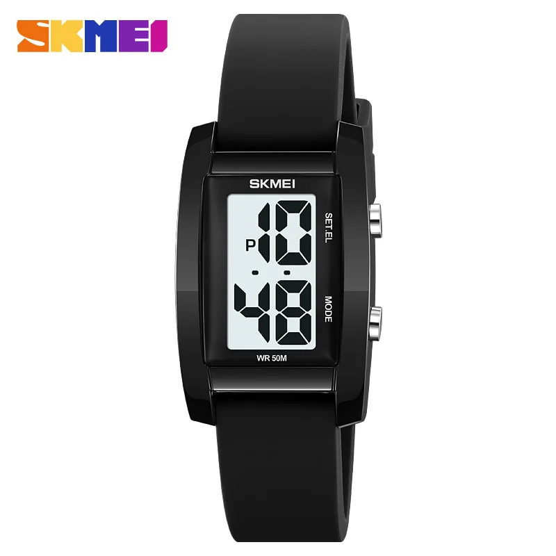 SkmeiCross-Border Atacado Esportes Transparente Caso Quadrado Multi-Função Eletrônico Moda Estudante Relógio