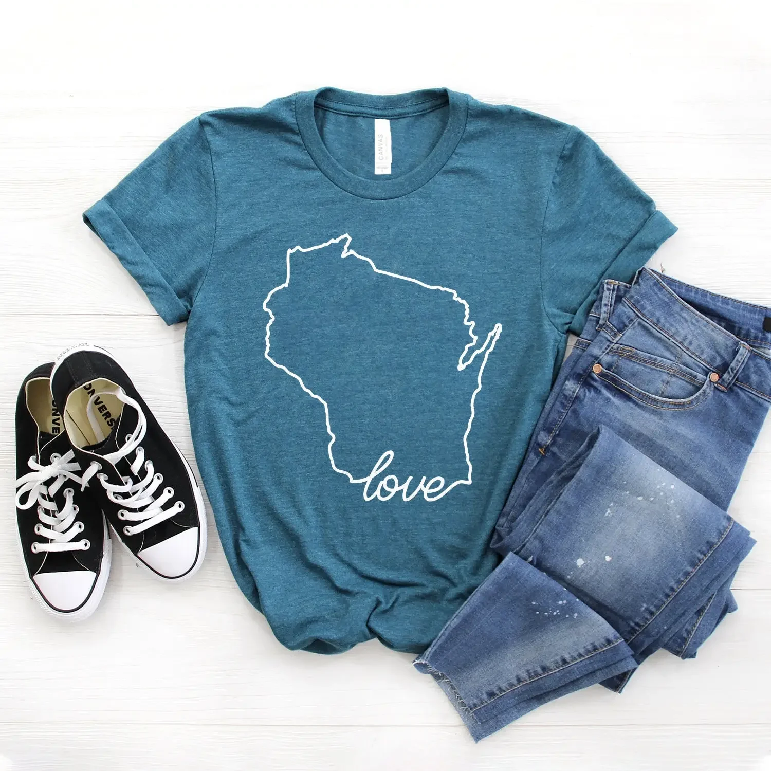 Wisconsin T Shirt Home Love Cute Girl Town Softstyle