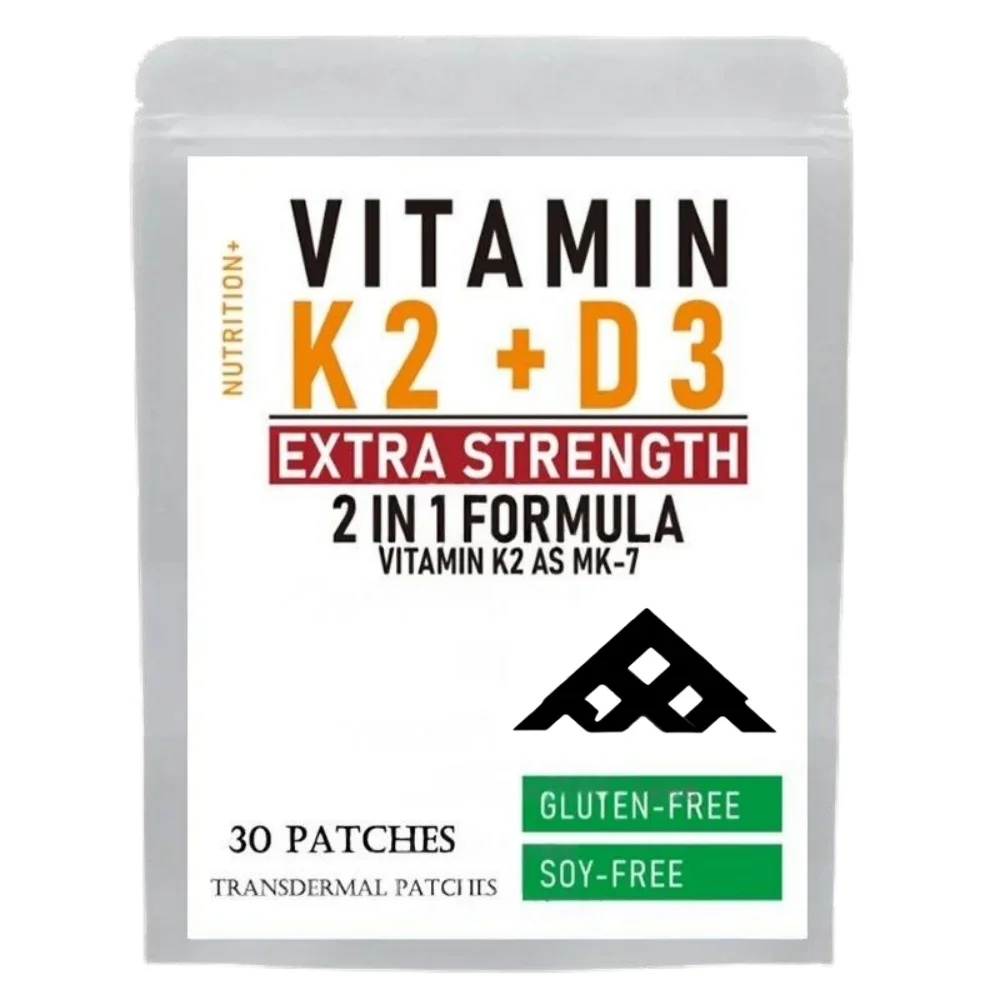30 Patches Vitamin K2 with D3 Patches Contains Vitamin D & K Complex Premium Biotin & Folic Acid Transdermal Patch