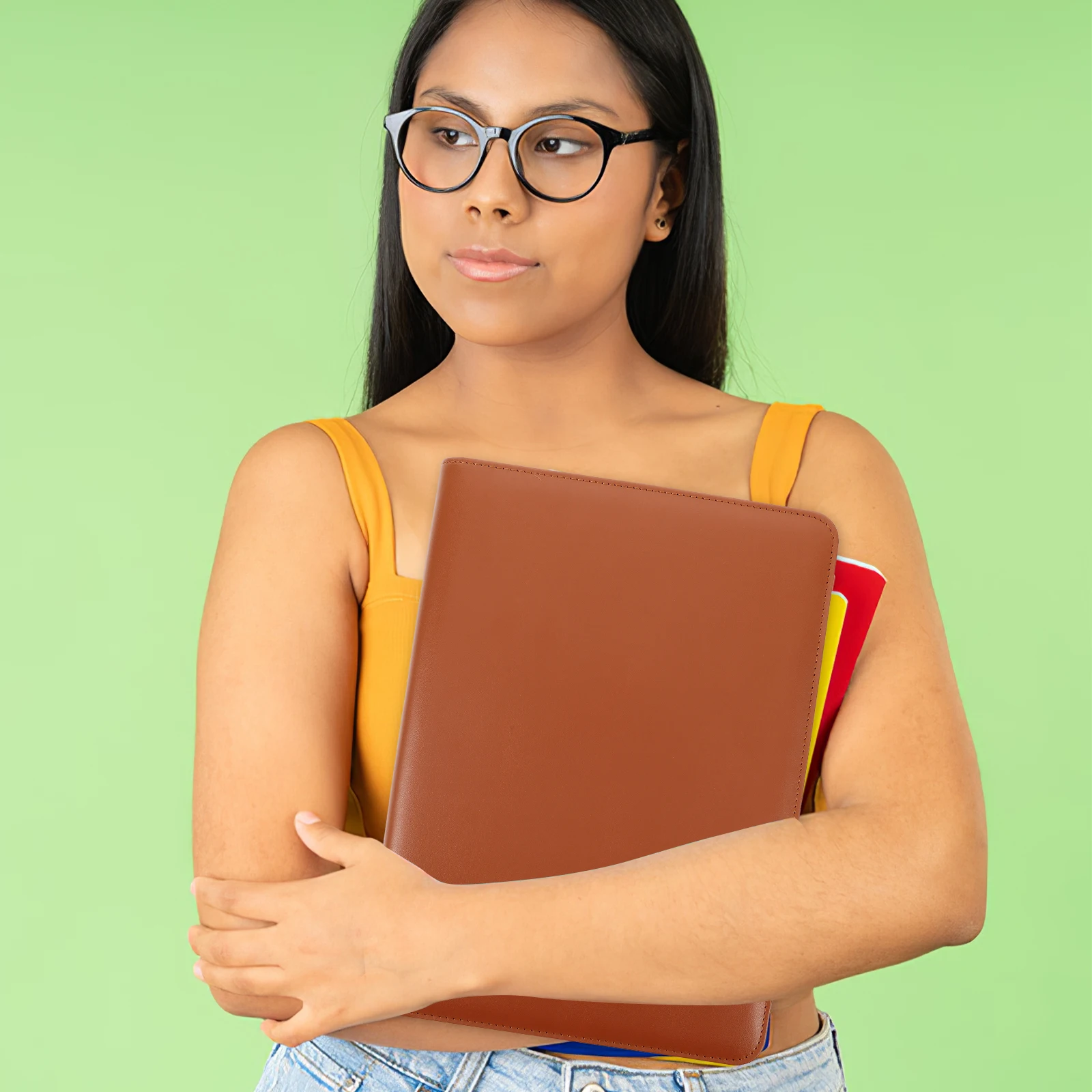 

Information Storage Zipper Bag Business Portfolio Folder Binder Combination Binders Documents Card Organizer Brown Miss