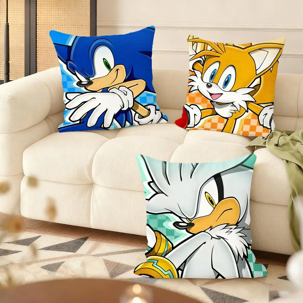 S-Sonic Game Cushion Cover Soft Plush Sofa Cushion Cover｜Double-Sided Printed Decorative Pillow Case｜Warm Home Gift - view 3