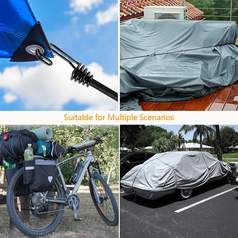 8 Stücke 60 cm Camping Bungee-seil Doppel-J Haken Elastische Riemen Bungee-seile Hohe Elastizität Latex Gebunden Seil Fahrrad Gepäck Lanyard – Detail 5
