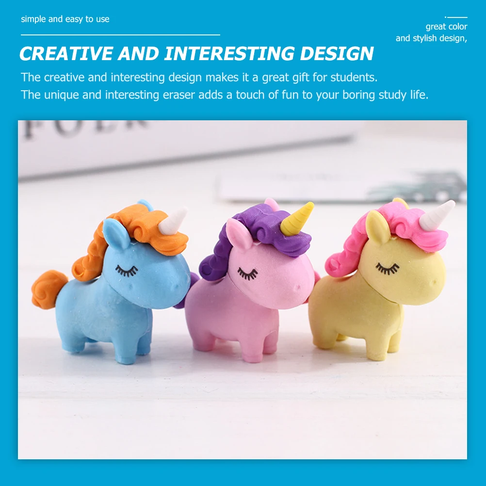 

12pcs Creative Unicorn Erasers for Kids Bulk Cute Mini Rubbers School Supplies Fragrance Student Fun Safe Materials Educational