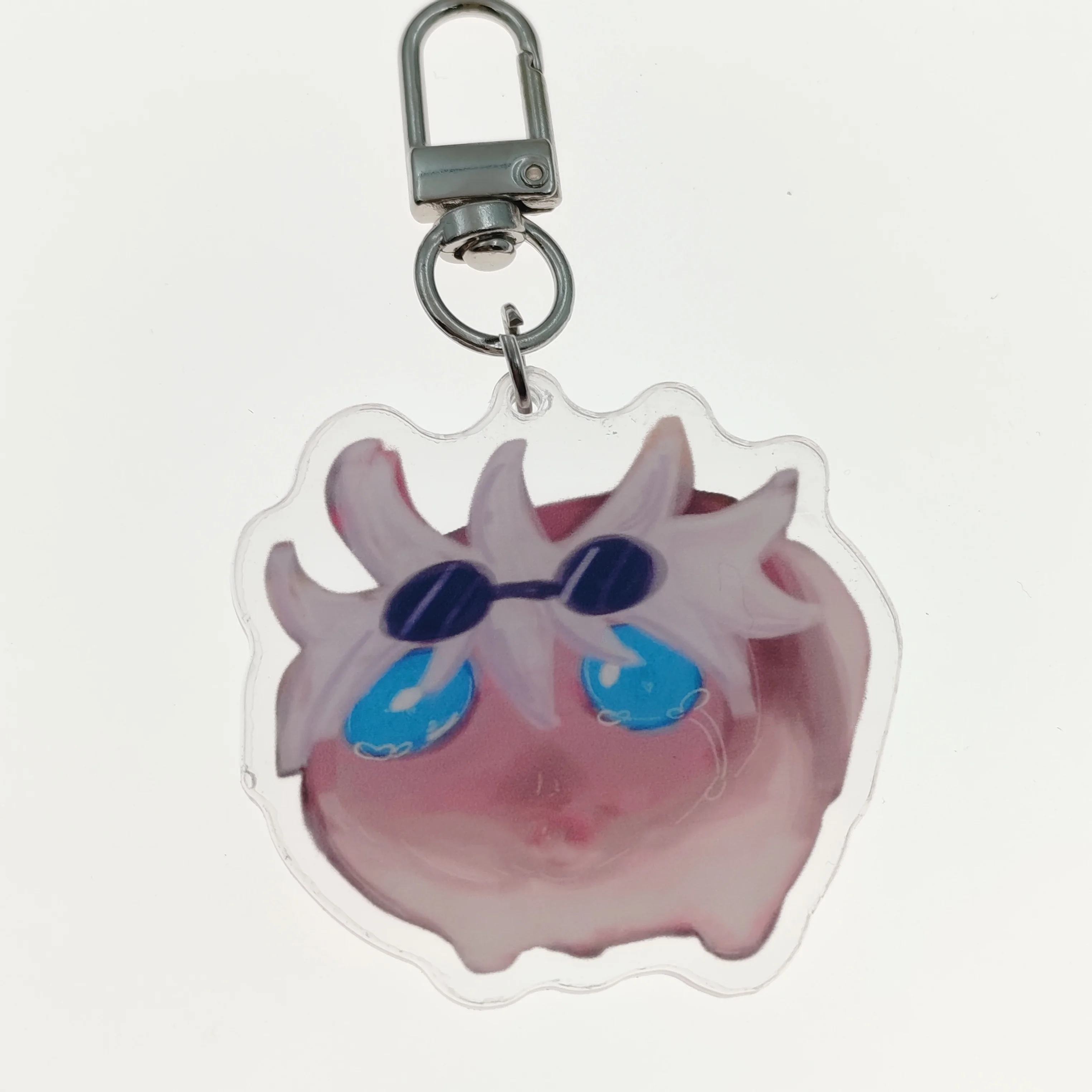 JJK Sad Hamster Meme Keychain, Anime-Inspired Student Couple Charm, with Blue Eyes, for Phone & Bag Decoration