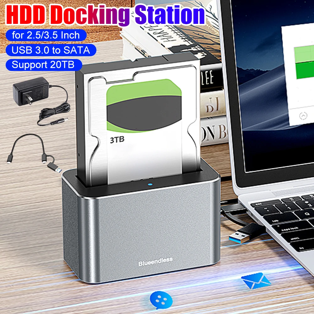 

Hard Drive Dock Reader Converter Docking Station 5Gbps USB External Disk Box Enclosure Case for 2.5/3.5 Inch SATA/SAS HDD SSD