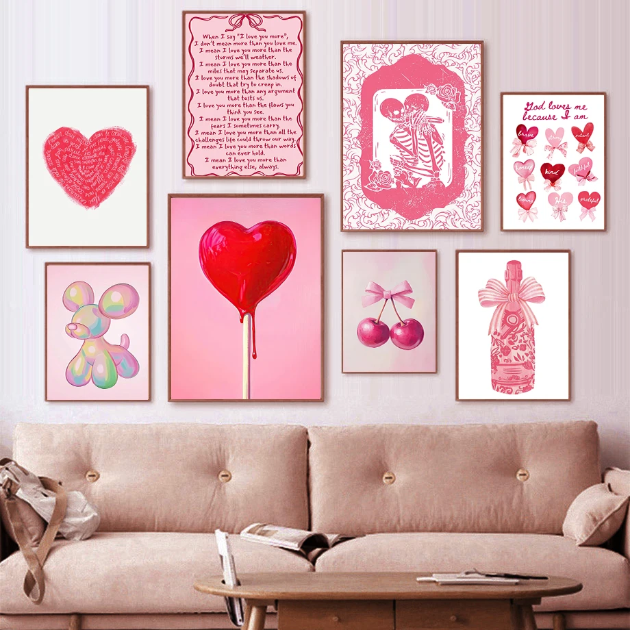 

Poster Full Of Love Declaration Of Love Couple Red Heart Cupid Fashion Wall Art Canvas Painting Nordic Poster Nuptial home Decor