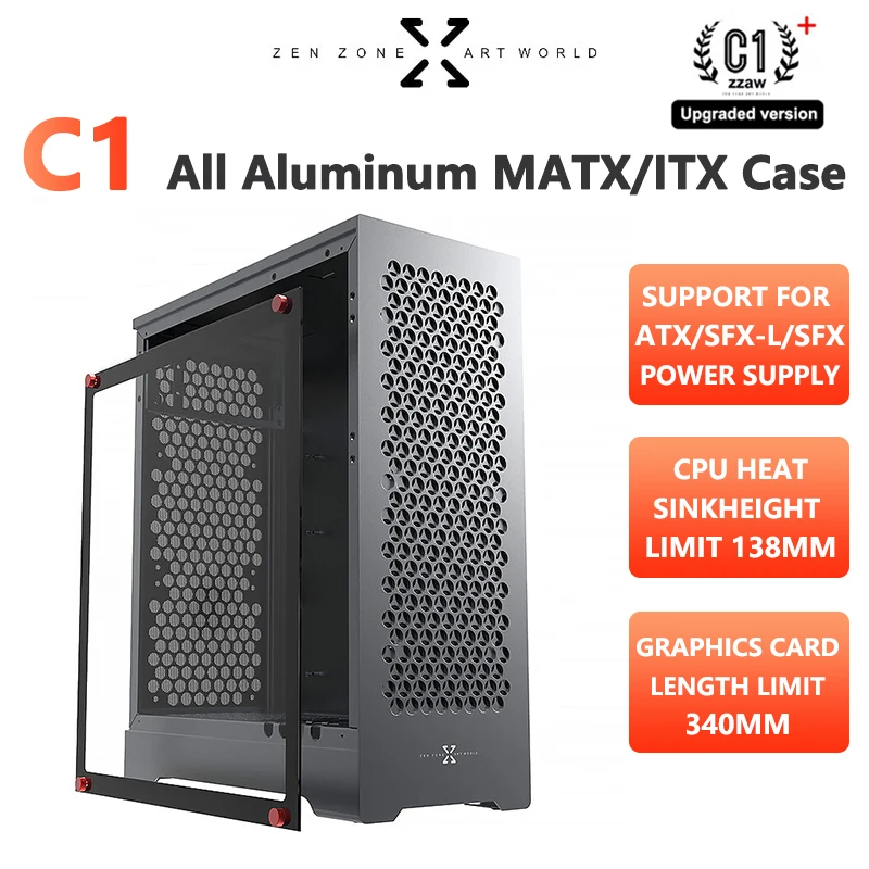 Imagem -01 - All Alumínio Matx Itx Caixa do Computador Suporte Atx Fonte de Alimentação 240 Refrigerado a Água Mini Game Desktop Chassis Versão Upgrade Zzaw-c1