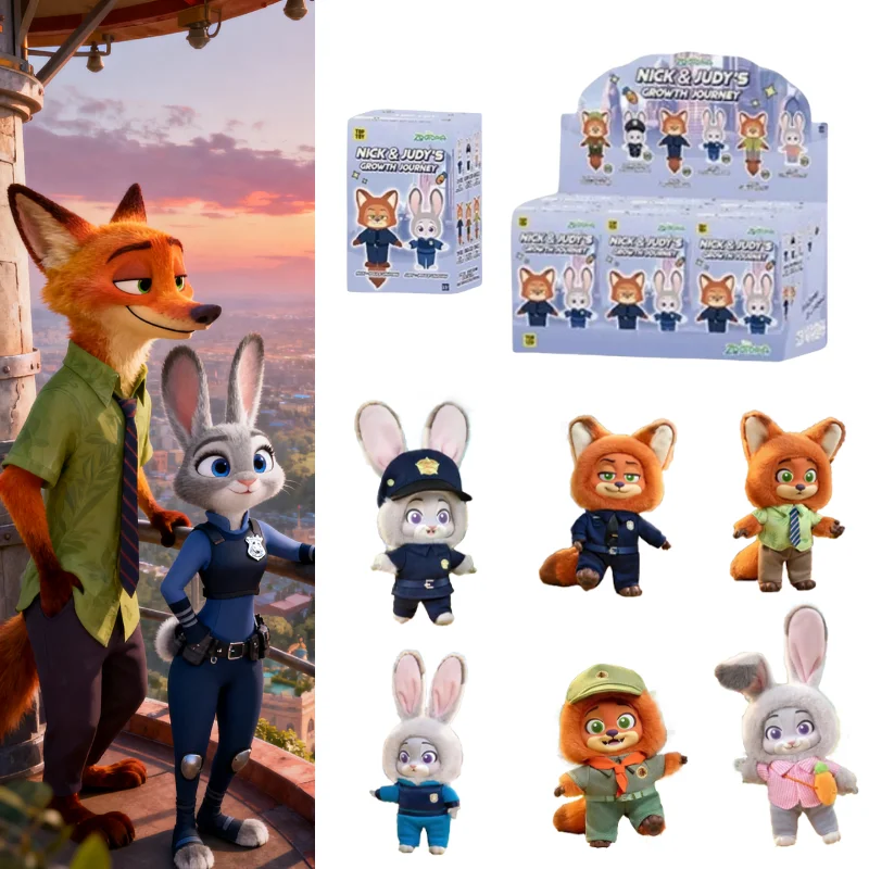 

Подлинная серия Zootopia Nick Judy Growth Journey, слепая коробка, виниловая плюшевая кукла, брелок для сумок, загадочная коробка, детская игрушка, подарок на день рождения