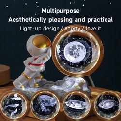 3D Creative Astronaut Crystal Ball Led Night Light for Children Bedroom Planet Space Solar System Lamp USB Christmas Kid Gift