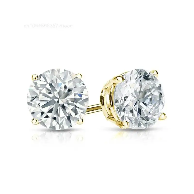 Topcarat Moissanite 2CT Round Simulated Diamond Solitaire Stud Earrings 14K White Gold Plated Valentine Gift Birthday Gift