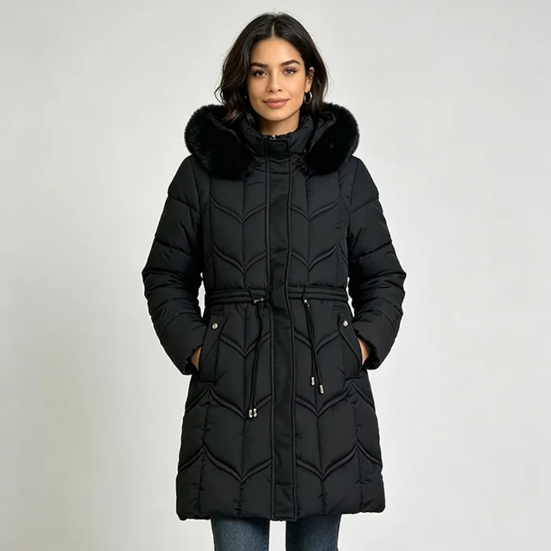 Parkas Women Mid Length Coats Hooded Zipper Jackets Tight Waist Thick Warm Y2k Streetwear Jacket Work Coat Autumn Winter 2026