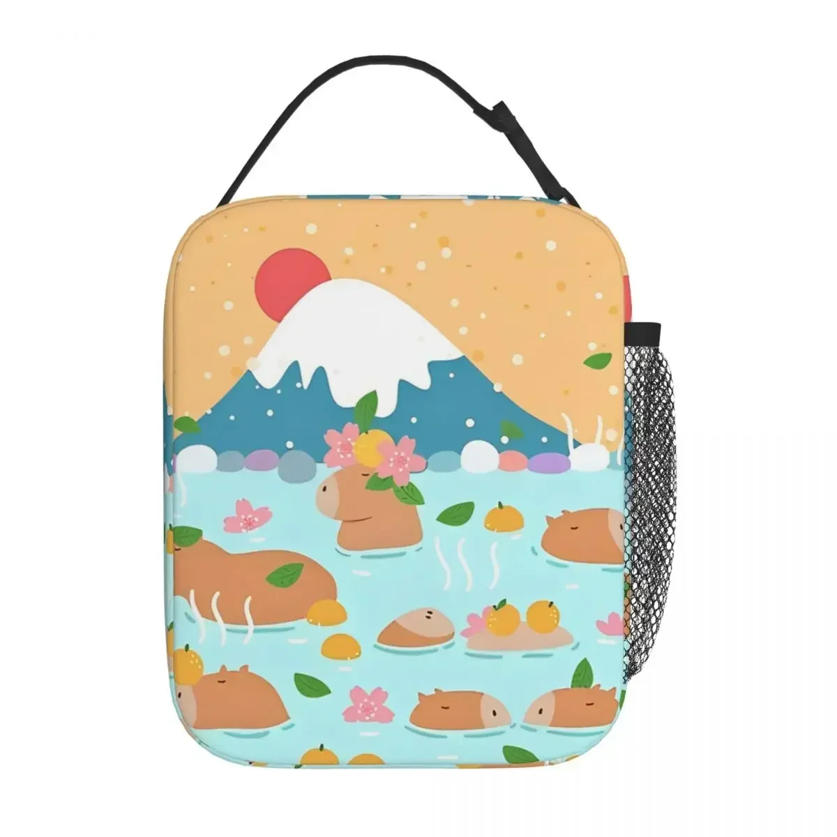 Kawaii Capybara Cartoon Cute Insulated Lunch Bags Thermal Meal Container Large Tote Lunch Box Food Handbags School Outdoor