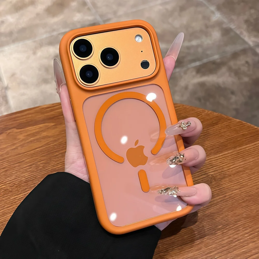 Kryształowo Przezroczyste Magnetyczne Etui Magsafe na Telefon iPhone 17 Pro Max 17 Pro z Bezprzewodowym Ładowaniem, Hybrydowy Bumper Odporny na Wstrząsy