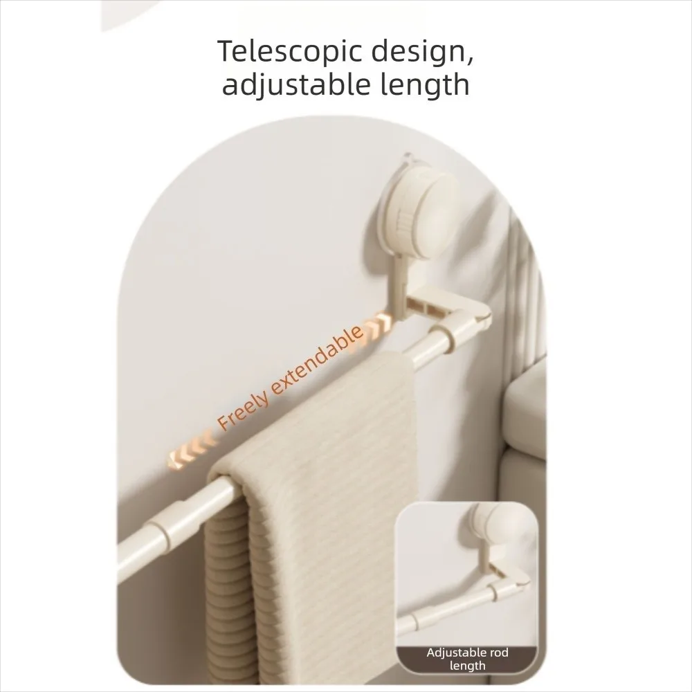 

Retractable Suction Cup Towel Pole Wall Mounted Nail Free Installation Shoe Storage Shelf Towel Hanger Single-rod