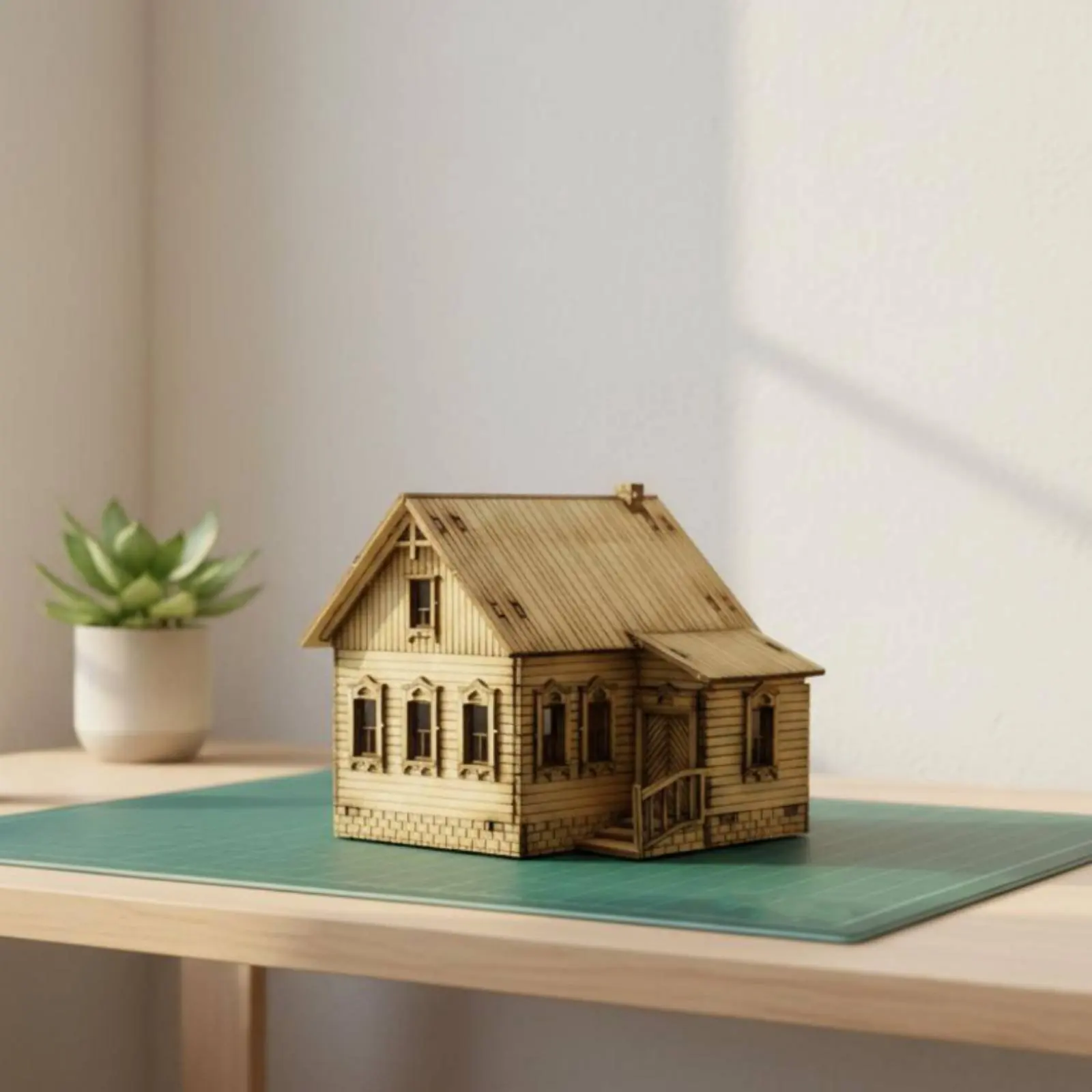 

WW2 European Farmhouse Model Handmade Gift 1:72 Scale Wooden House Wooden Building Kit Historical Reproduction Buildable House