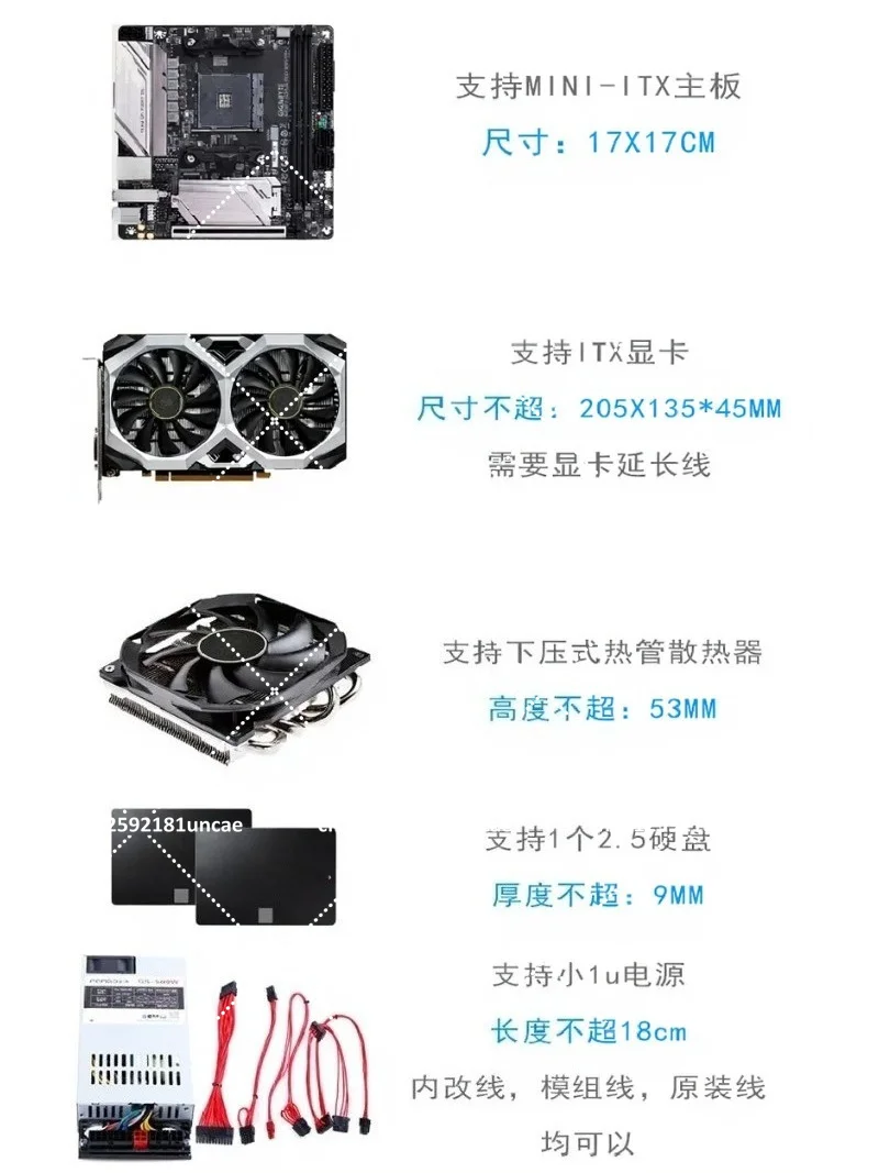 Mini ITX Side Transparent Chassis, Small 1U Power Supply A4 Case for Compact Builds view 6