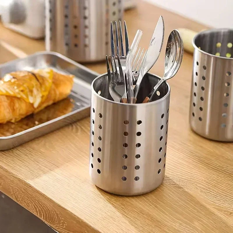 Stainless Steel Cutlery Holder Chopstick Storage Organizer Container Drainer Spoon Fork Basket Utility Tool Kit Sets Pro Max Set view 2