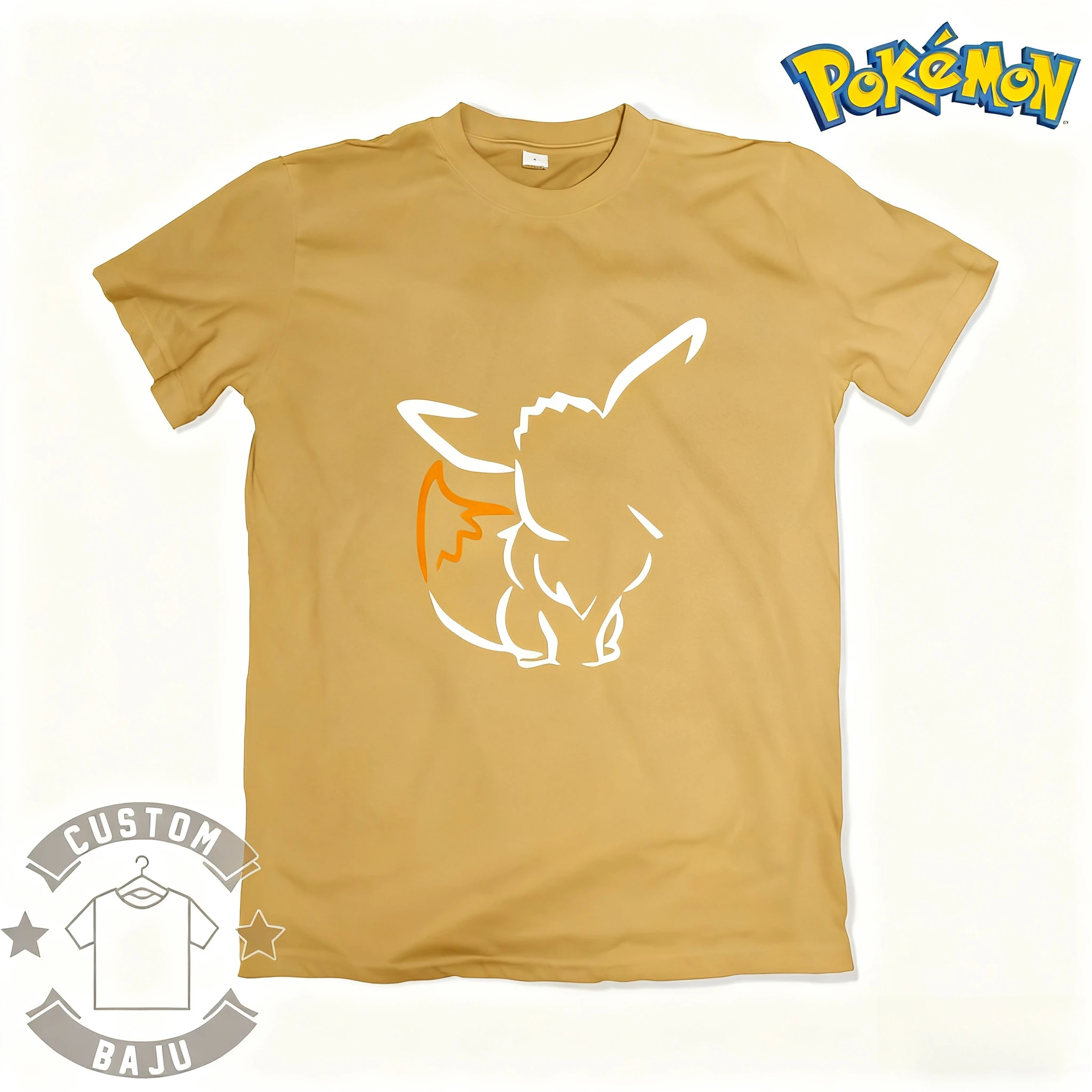 2025 Estate Pokémon Anime Kaos Eeve 100% Puro Cotone Stampato T-Shirt Da Uomo Harajuku Allentato Casual Versatile a maniche corte Allentato Y2k