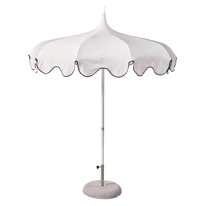 Wholesale 8.5ft Outdoor Pool Decor Modern Vintage White Bohemian Style Fan Fringed Luxury Pagoda Patio Parasol