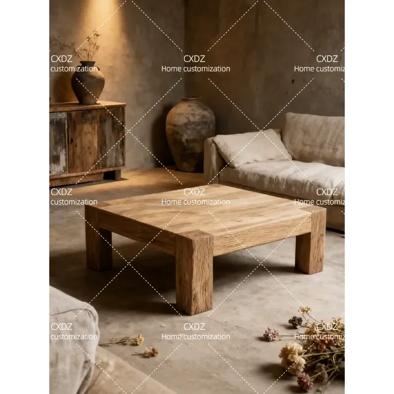Elm table living room bed and breakfast coffee table solid wood coffee table short