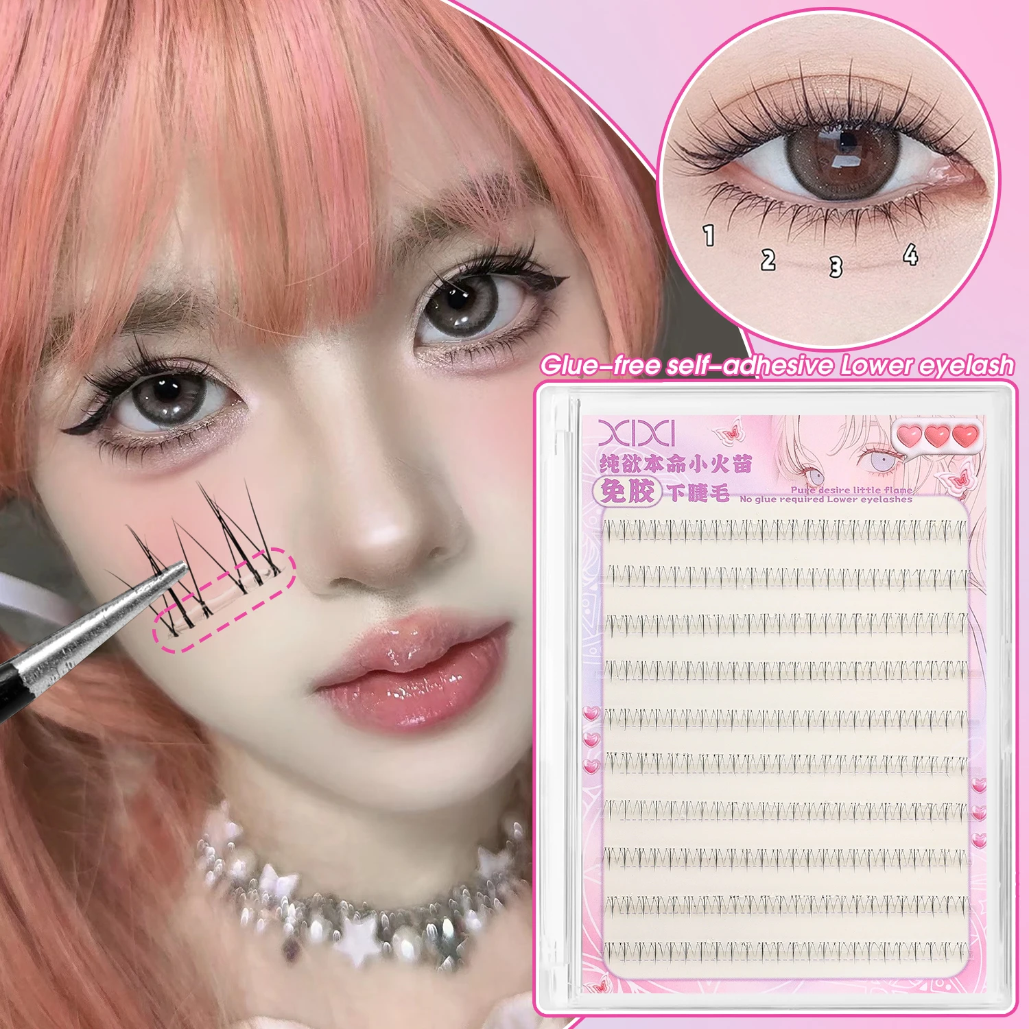 ไม่ต้องใช้กาวขนตาล่าง Fairy Fake LashesSegmented ธรรมชาติภายใต้ขนตามังงะด้านล่าง Lashes แต่งหน้าขนตาแต่งหน้าเครื่องมือ