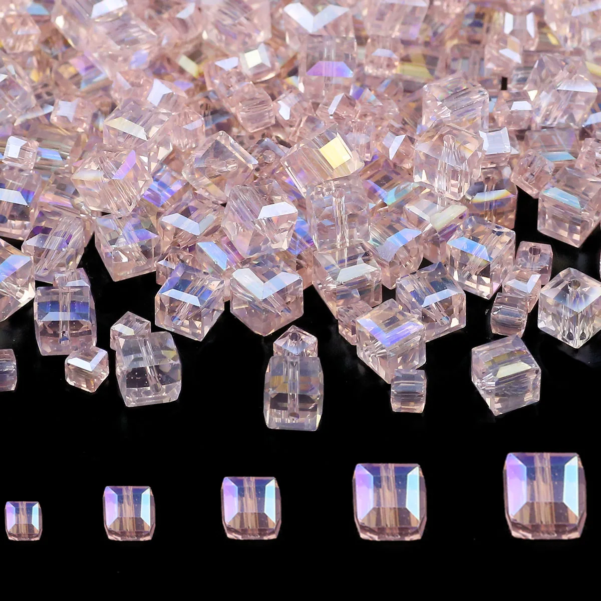 Square Austrian Crystal Pink Glass Spacer Loose Beads 2/3/4/6/7mm for Jewelry Bracelets Earrings Pendants DIY Accessories