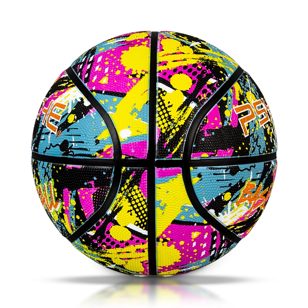 PSYCHE ลูกบาสเก็ตบอลยางขนาด 7 การแข่งขันการรับรองบาสเก็ตบอลบาสเก็ตบอลกลางแจ้งในร่ม Streetball พร้อมปั๊ม