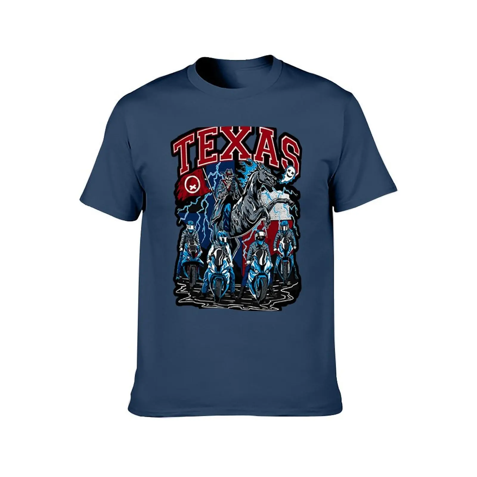 Quiet Club Racing - Ghost Racing Texas Design 2024 Motorcycle Rally Event Merch T-Shirt cotton tshirt 100% T-Shirt