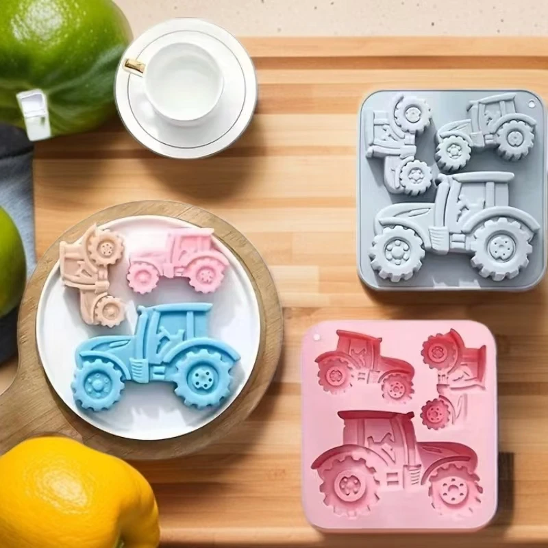 3-Cavity Tractor-Shaped Silicone Mold of Different Sizes Chocolate Jelly Ice Cube Cake Mold High Temperature Resistant