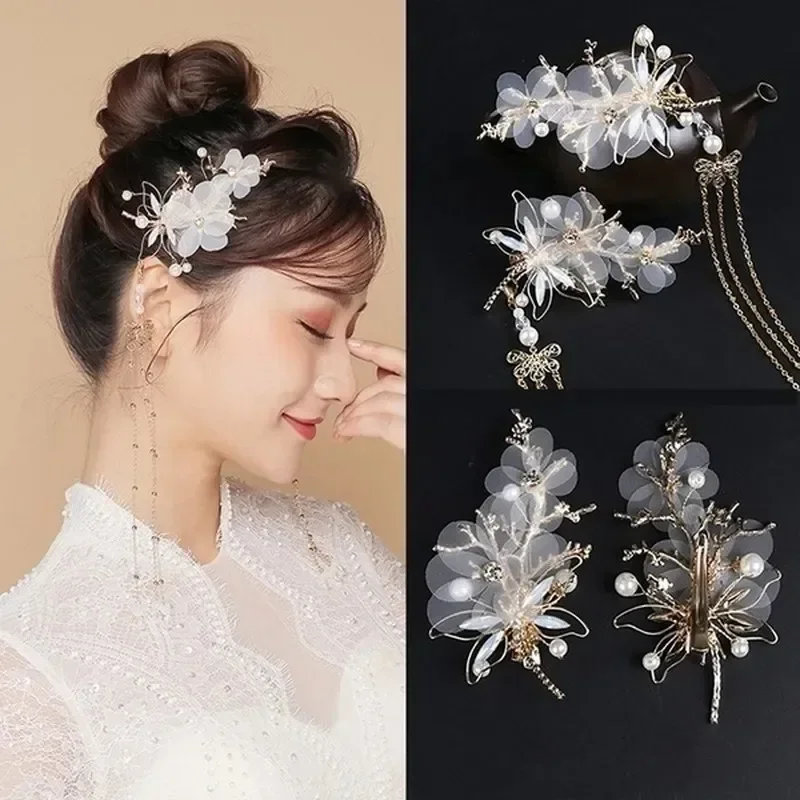 

Fashion Flower Pearl Crystal Hair Clip Wedding Bride Comb Hairpin Styling Accessories Elegant Women's Headwear Festival Gifts