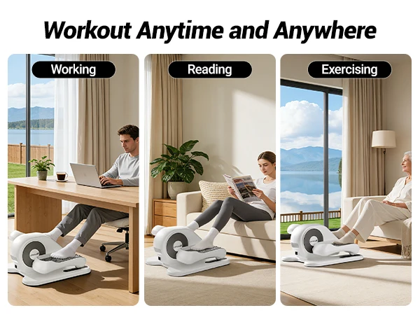 Under Desk Electric Elliptical Machine, 12 Speed Seated Pedal Exerciser with Remote Control, Forward Reverse Mini Leg Exerciser for Home Office Use